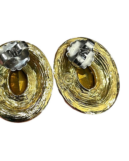 - Vintage Oscar De La Renta 1980s Crystal earrings gold finish