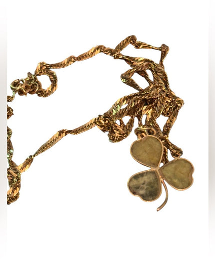 Vintage Connemara EURO Irish 9k clover pendant & 10k Gold Chain Necklace