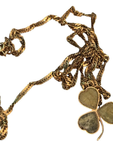Vintage Connemara EURO Irish 9k clover pendant & 10k Gold Chain Necklace