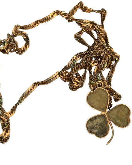 Vintage Connemara EURO Irish 9k clover pendant & 10k Gold Chain Necklace