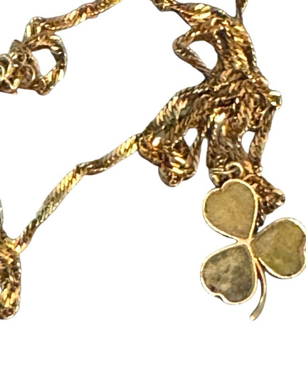 Vintage Connemara EURO Irish 9k clover pendant & 10k Gold Chain Necklace
