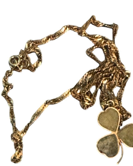 Vintage Connemara EURO Irish 9k clover pendant & 10k Gold Chain Necklace