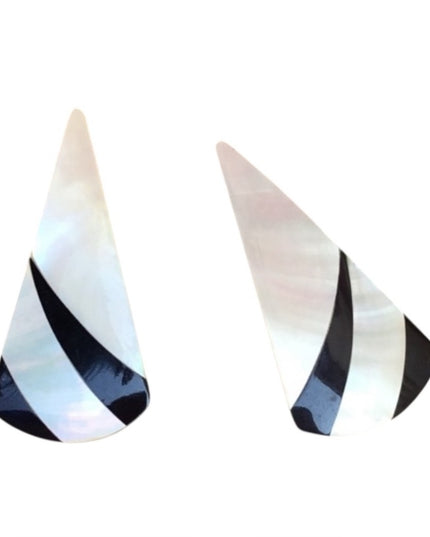 Vintage lovely art deco styled mother of pearl clip on earrings dangle