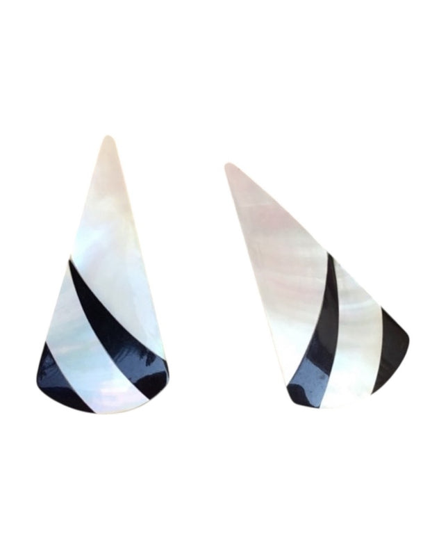 Vintage lovely art deco styled mother of pearl clip on earrings dangle