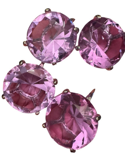 Purple Large Faux Gemstone Glass crystal elegant napkin Rings Set silver