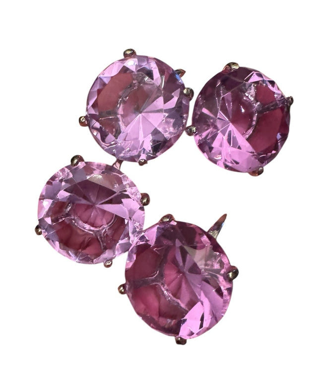 Purple Large Faux Gemstone Glass crystal elegant napkin Rings Set silver