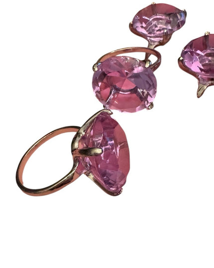 Purple Large Faux Gemstone Glass crystal elegant napkin Rings Set silver