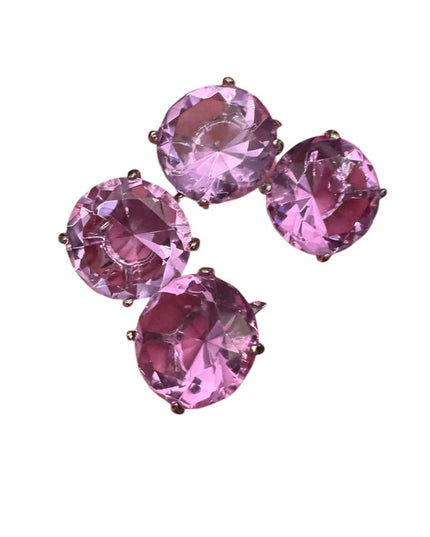 Purple Large Faux Gemstone Glass crystal elegant napkin Rings Set silver