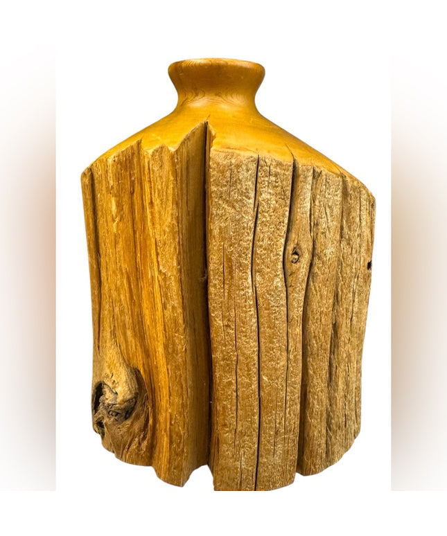 Rustic Vintage Firewood Wooden Vase Handmade