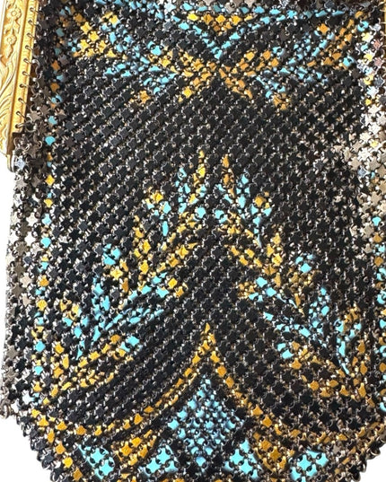 Elegant Antique Black & Gold  Art Deco Mandalian Metal Mesh Stunning!