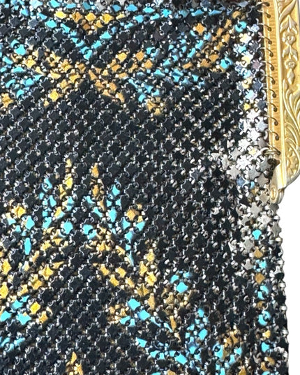 Elegant Antique Black & Gold  Art Deco Mandalian Metal Mesh Stunning!