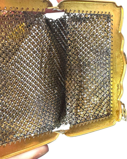 Elegant Antique Black & Gold  Art Deco Mandalian Metal Mesh Stunning!