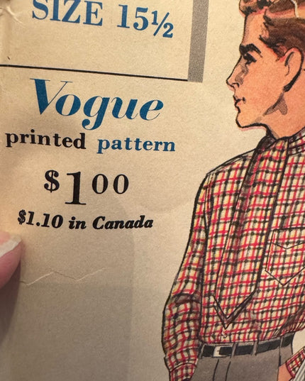 Vogue #5299  Vintage SEWING Pattern UNCUT C1961 MENS Shirt Designs UNCUT