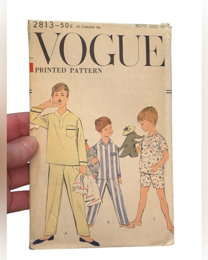 Vogue #2813 Vintage C1950s Kids Pajamas Set Sewing Pattern UNCUT SZ 14