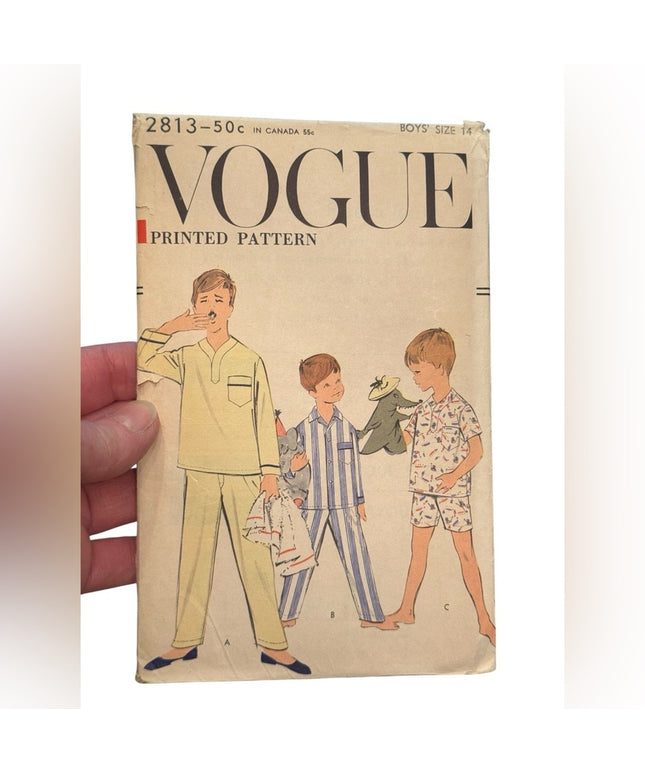 Vogue #2813 Vintage C1950s Kids Pajamas Set Sewing Pattern UNCUT SZ 14