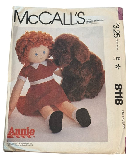 McCall's #8118 Vintage C1982 "Annie" and Friend "Sandy" Dolls Pattern UNCUT