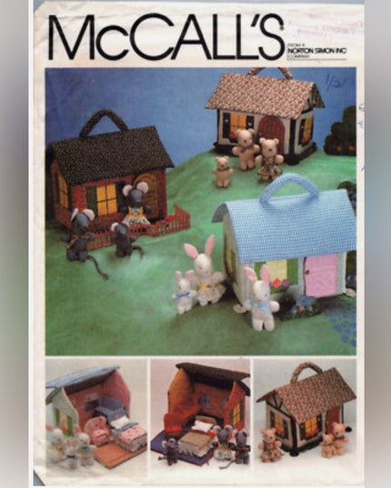 McCalls Crafts #8346 Miniature House Animals Furniture Uncut Pattern C1982