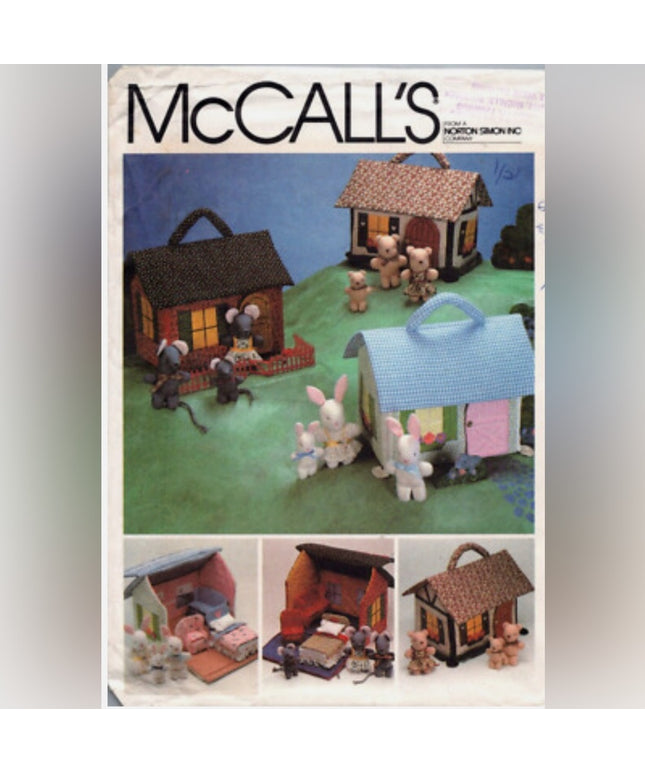 McCalls Crafts #8346 Miniature House Animals Furniture Uncut Pattern C1982