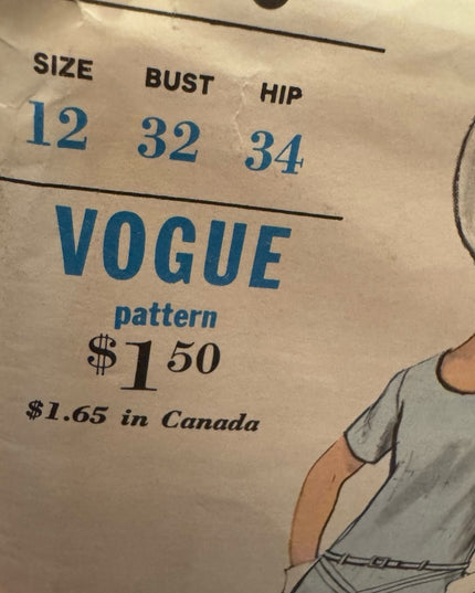 Vogue #6570 Vintage Sewing Pattern Women's Dress jumper bloue UNCUT SZ 12 C1960s