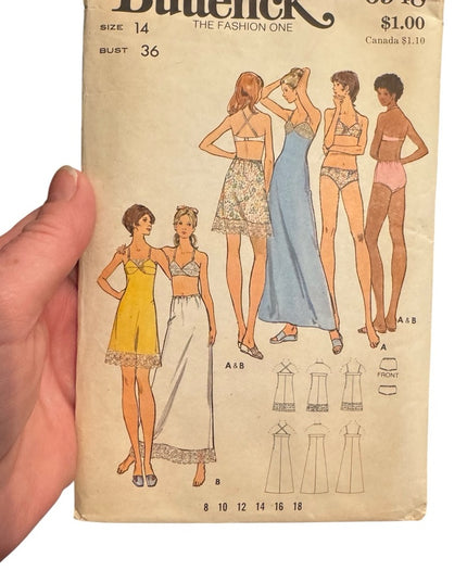 Butterick Vintage #6948 Sewing Pattern C1972 Bra Slip Petticoat Bikinis UNCUT