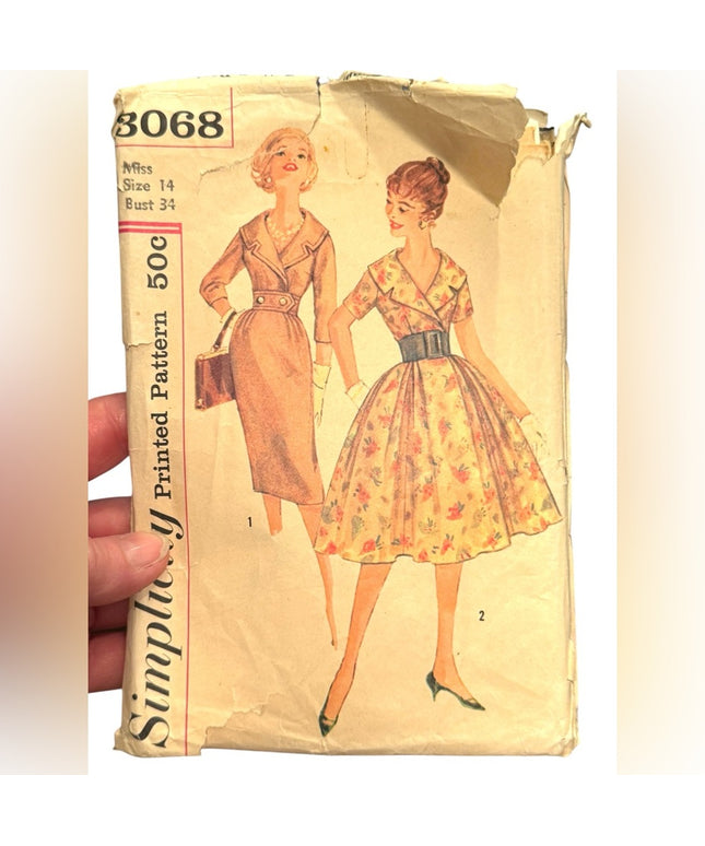 Simplicity#3068 Vintage C1960s Floral Dress & Skirts Pattern SZ14 B34