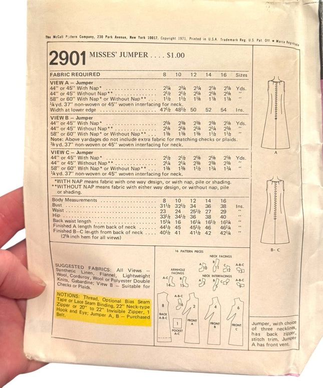 McCall's Vintage Pattern #3078 - Dress Jumpsuit Pinafore SS 11-12 B32 Junior