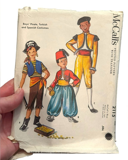 Mccalls Vintage C1950s #2115 Kids Pirate Turkish Spanish Costume Pattern SZ6