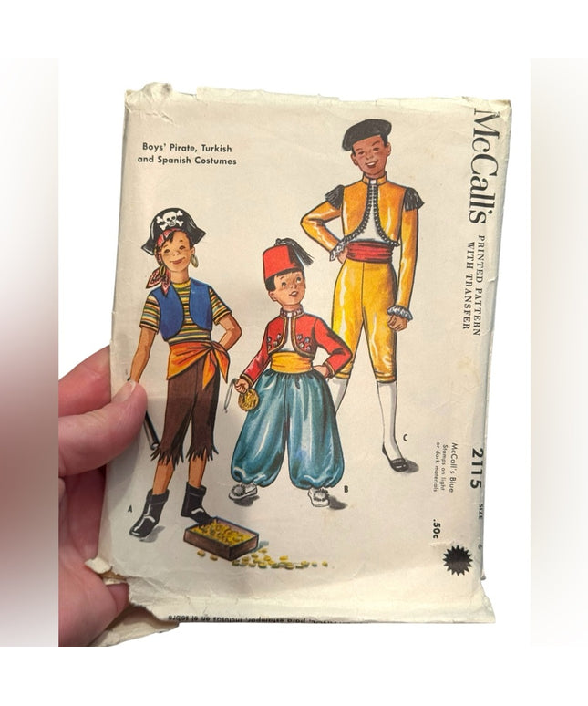 Mccalls Vintage C1950s #2115 Kids Pirate Turkish Spanish Costume Pattern SZ6