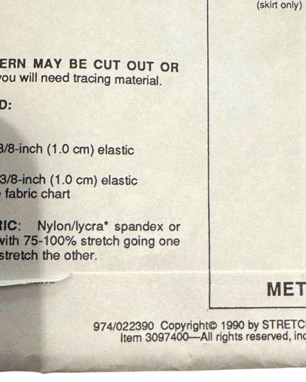Stretch & Sew #974 Girls' Leotard Skating Dress Pattern C1990 Vintage
