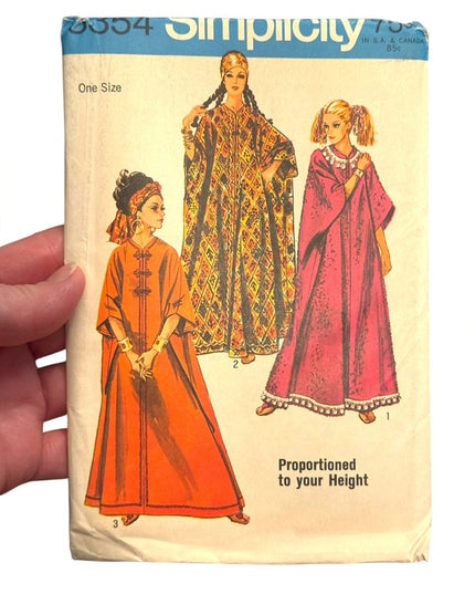 Simplicity #8354 Vintage C1970s  CAFTAN Sewing Pattern UNCUT