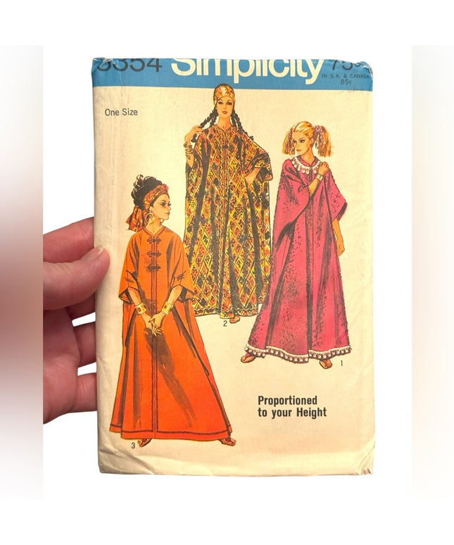 Simplicity #8354 Vintage C1970s  CAFTAN Sewing Pattern UNCUT