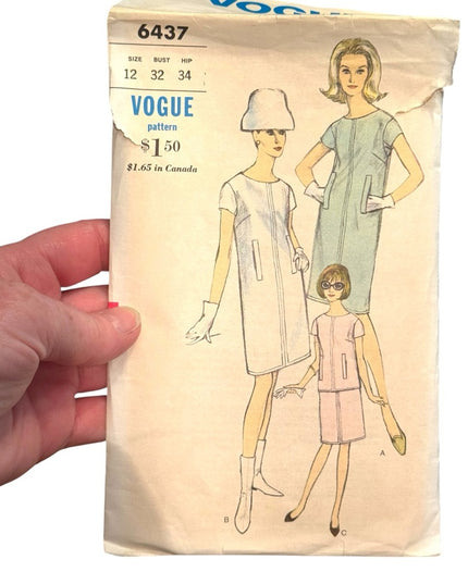 Vogue #6437 Vintage C1950s Sheath Dress Sleeveless Bateau Sewing Pattern SZ14 12