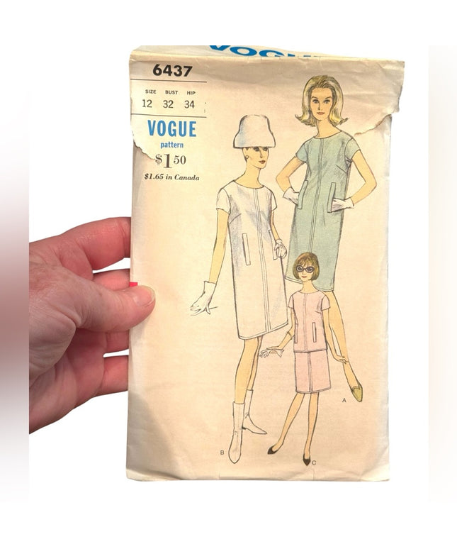 Vogue #6437 Vintage C1950s Sheath Dress Sleeveless Bateau Sewing Pattern SZ14 12
