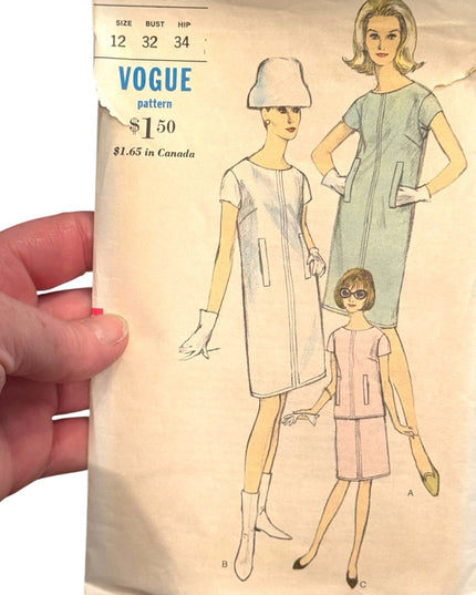 Vogue #6437 Vintage C1950s Sheath Dress Sleeveless Bateau Sewing Pattern SZ14 12