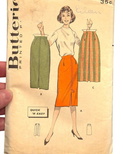 Butterick #8759 Vintage C1960s UNCUT  EASY Pencil Skirt Knee SZ 34/25