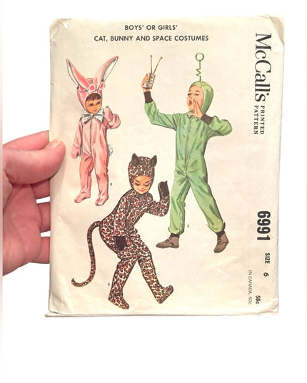 McCall's Vintage #6991 Child Cat, Bunny, Space Costumes Pattern SZ6 6