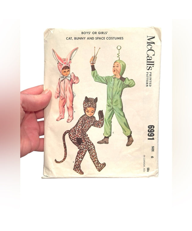 McCall's Vintage #6991 Child Cat, Bunny, Space Costumes Pattern SZ6 6