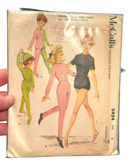 McCall's Vintage #2454 Sewing Pattern SZ6 Cap Leotard Tights Dance Wear C1960