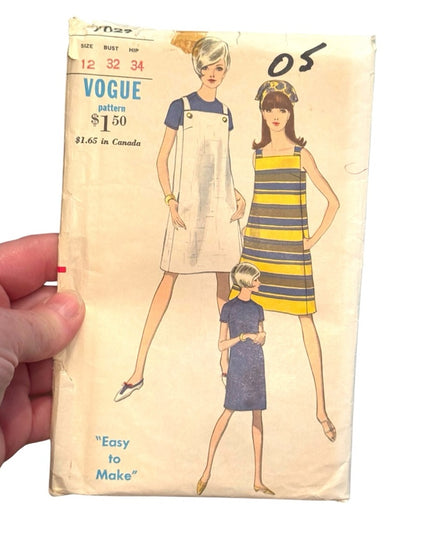 Vogue Vintage #7029 Sewing Pattern EASY JUMPER Dress SZ12 C1950s