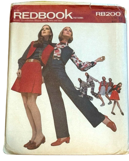 Vintage Redbook RB200 C1970s Sewing Pattern Blouse Skirt Pants Vest UNCUT