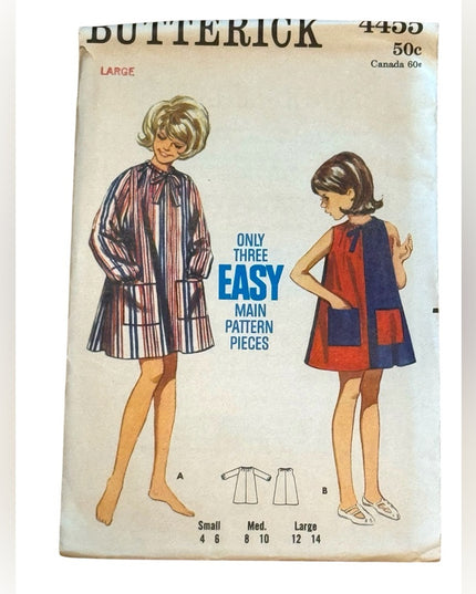 Butterick Vintage Sewing Pattern #4455 - Girls LG Tent Dress EASY UNCUT 1960s