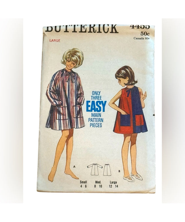 Butterick Vintage Sewing Pattern #4455 - Girls LG Tent Dress EASY UNCUT 1960s