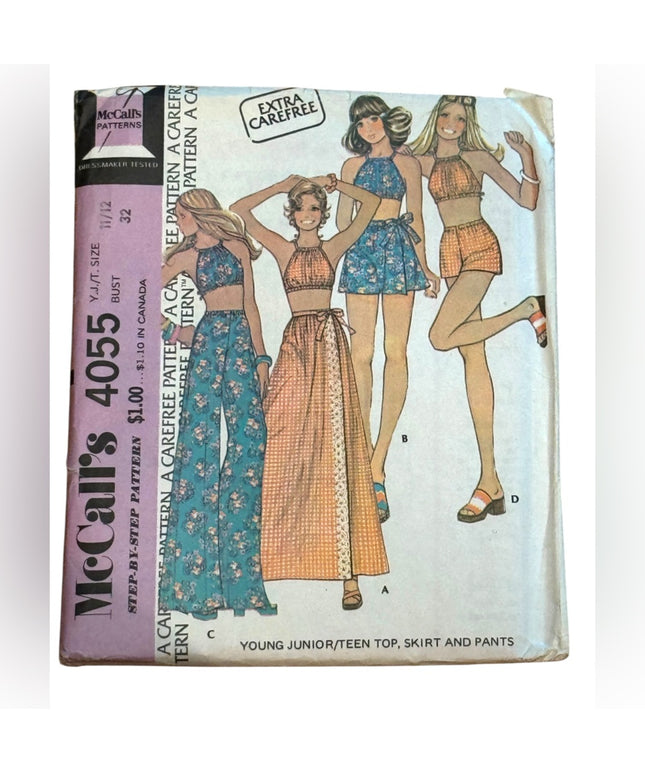McCall's Vintage #4055 Sewing Pattern Top Skirt Pants C1974 UNCUT