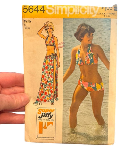 Simplicity #5644 Bikini Swimwear Wrap Skirt Sz 6 Miss C1973