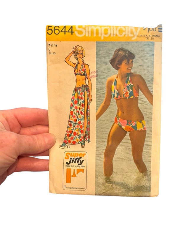 Simplicity #5644 Bikini Swimwear Wrap Skirt Sz 6 Miss C1973