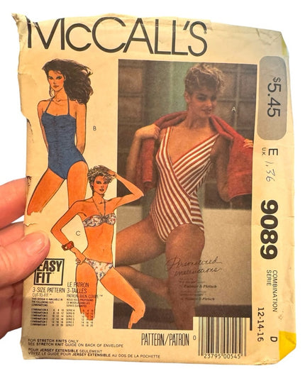 McCall's #9089 Vintage Misses Swimsuit Pattern Easy UNCUT C1984