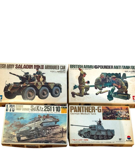 LOT of 4 pcs Military WW2 NEW Vintage Model Kits Set Tamiya Rare Tanks Carrier