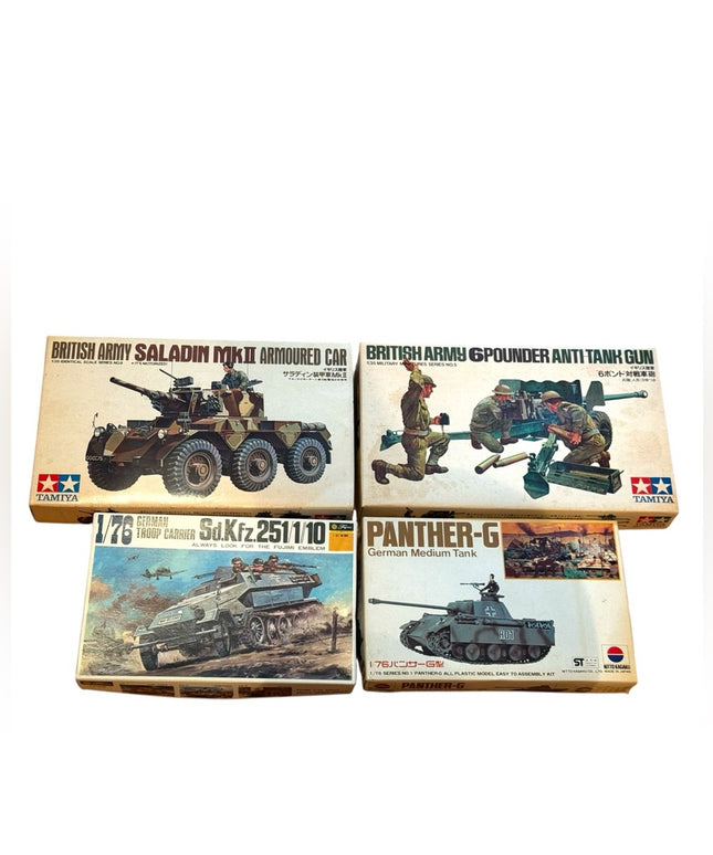 LOT of 4 pcs Military WW2 NEW Vintage Model Kits Set Tamiya Rare Tanks Carrier