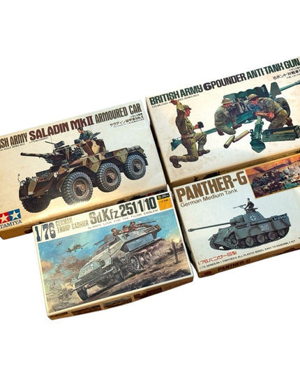 LOT of 4 pcs Military WW2 NEW Vintage Model Kits Set Tamiya Rare Tanks Carrier