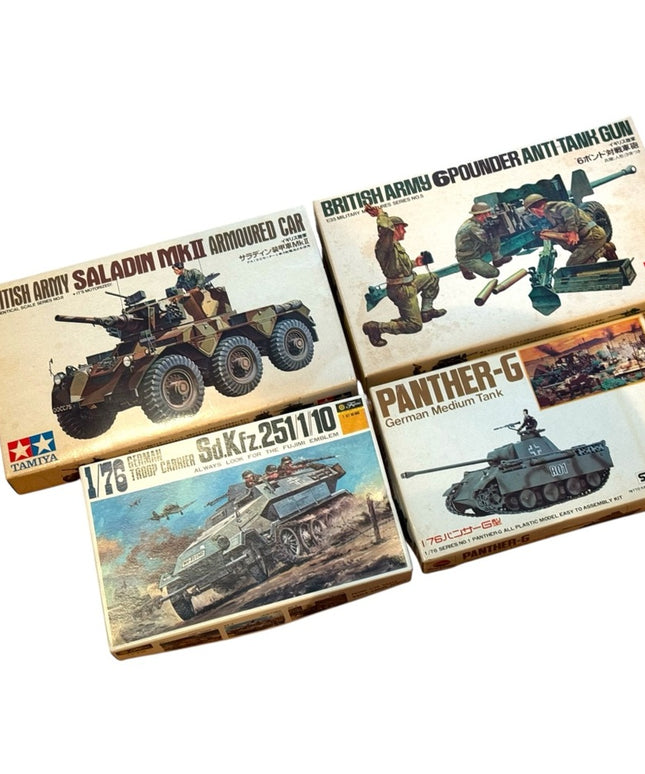 LOT of 4 pcs Military WW2 NEW Vintage Model Kits Set Tamiya Rare Tanks Carrier